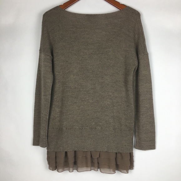 * Soft Surrounding Ruffle Hem tan tunic Sweater - Picture 5 of 6